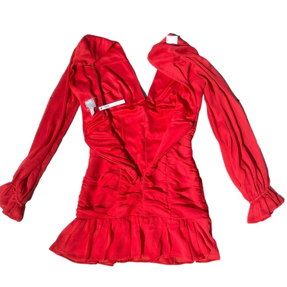 NWT ASOS Red Fitted Ruched Mini Dress Size 10 - Picture 2 of 5